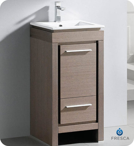 Fresca Allier 16 Gray Oak Modern Bathroom Cabinet w/ Sink