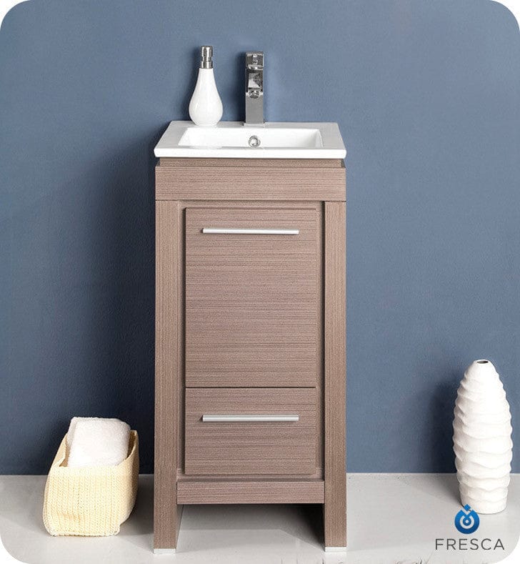 Fresca Allier 16 Gray Oak Modern Bathroom Cabinet w/ Sink