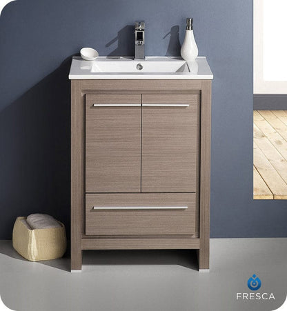 Fresca Allier 24 Gray Oak Modern Bathroom Cabinet w/ Sink