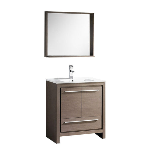 Fresca Allier 30" Gray Oak Modern Bathroom Vanity w/ Mirror