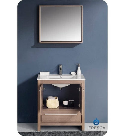 Fresca Allier 30" Gray Oak Modern Bathroom Vanity w/ Mirror