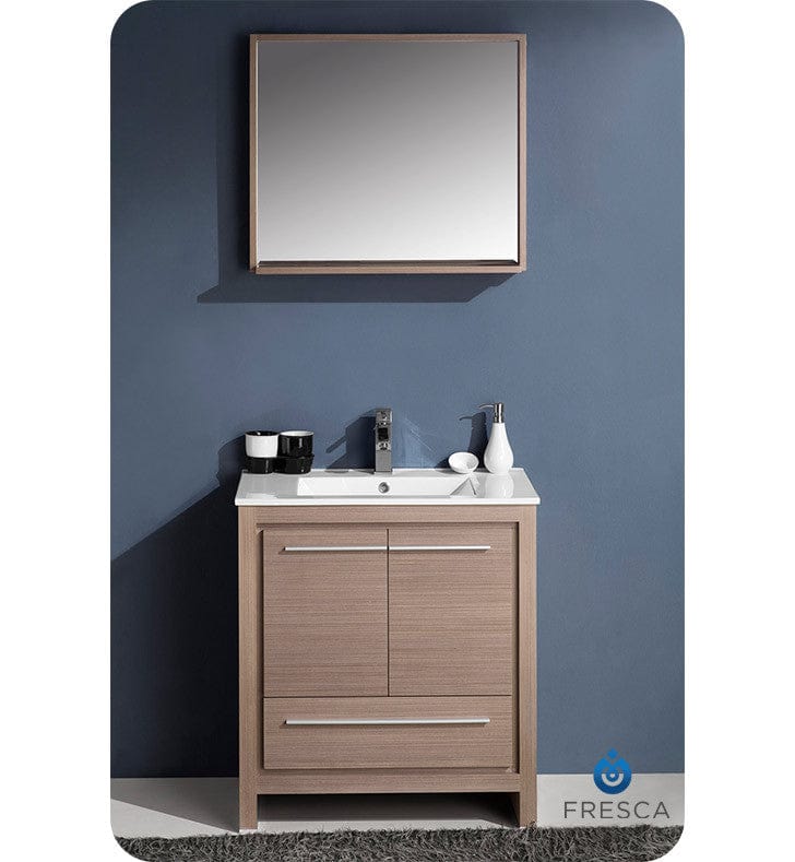 Fresca Allier 30 Gray Oak Modern Bathroom Vanity w/ Mirror