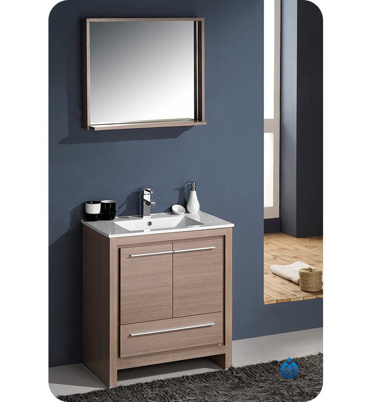 Fresca Allier 30 Gray Oak Modern Bathroom Vanity w/ Mirror