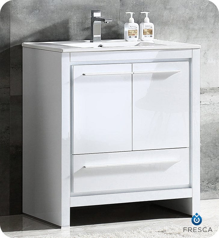 Fresca Allier 30 White Modern Bathroom Cabinet w/ Sink