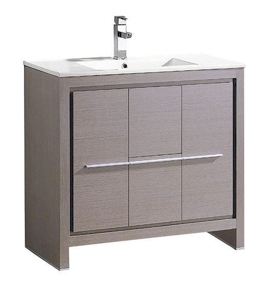 Fresca Allier 36" Gray Oak Modern Bathroom Cabinet w/ Sink