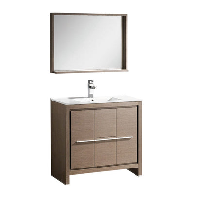 Fresca Allier 36" Gray Oak Modern Bathroom Vanity w/ Mirror