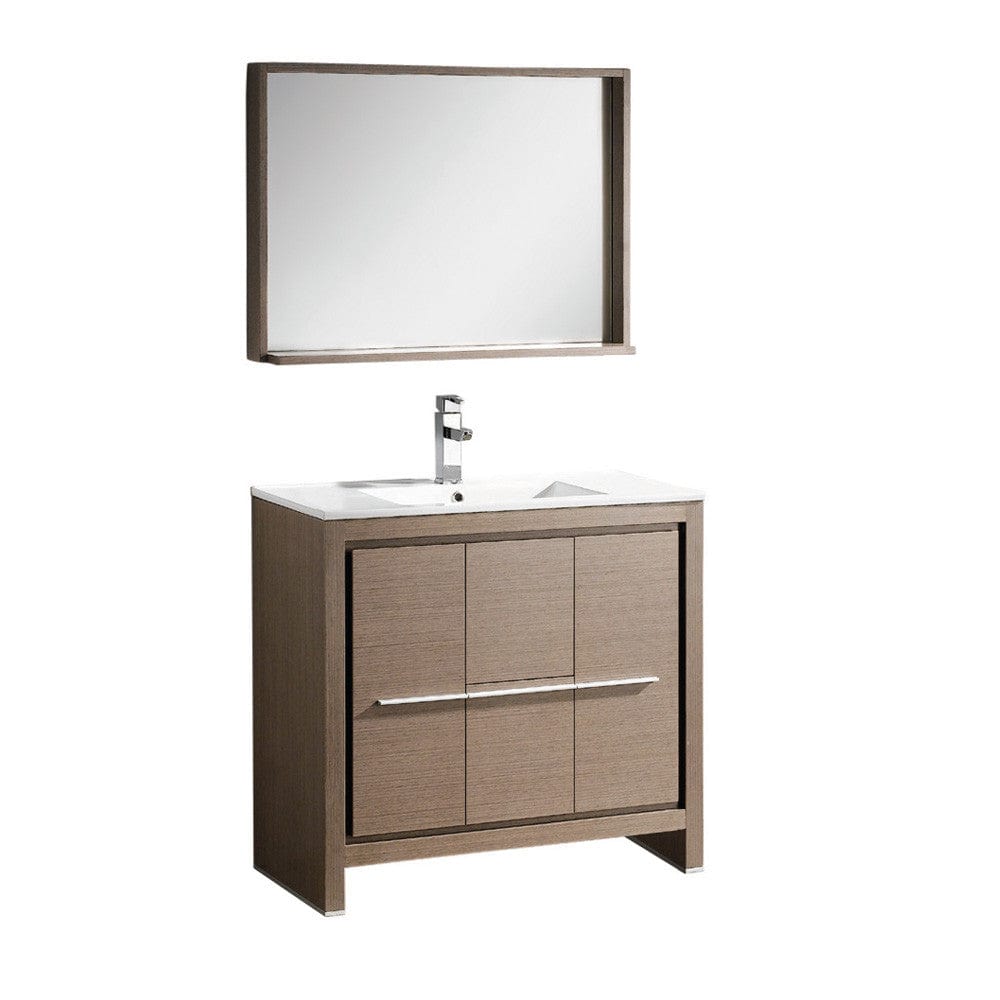 Fresca Allier 36" Gray Oak Modern Bathroom Vanity w/ Mirror