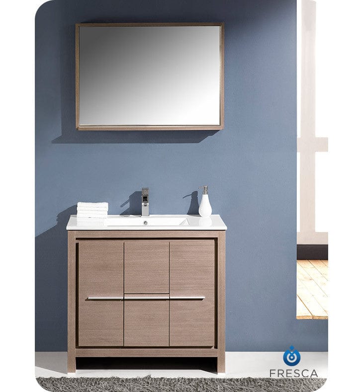 Fresca Allier 36 Gray Oak Modern Bathroom Vanity w/ Mirror