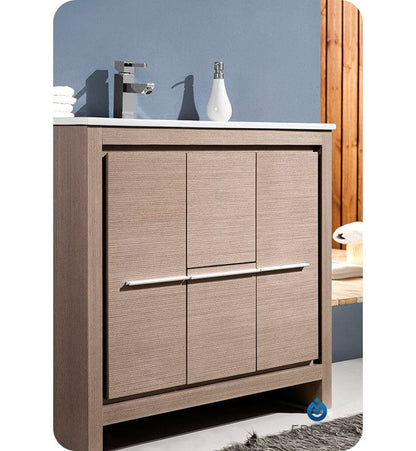 Fresca Allier 36 Gray Oak Modern Bathroom Vanity w/ Mirror