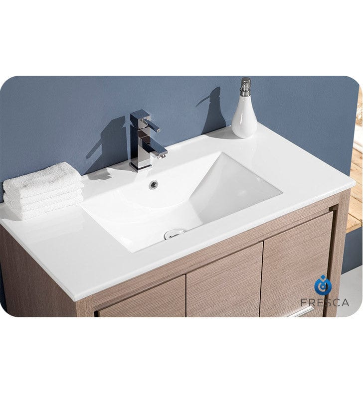 Fresca Allier 36 Gray Oak Modern Bathroom Vanity w/ Mirror