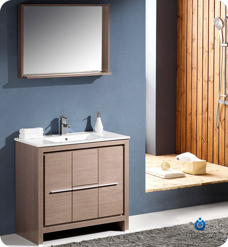 Fresca Allier 36 Gray Oak Modern Bathroom Vanity w/ Mirror