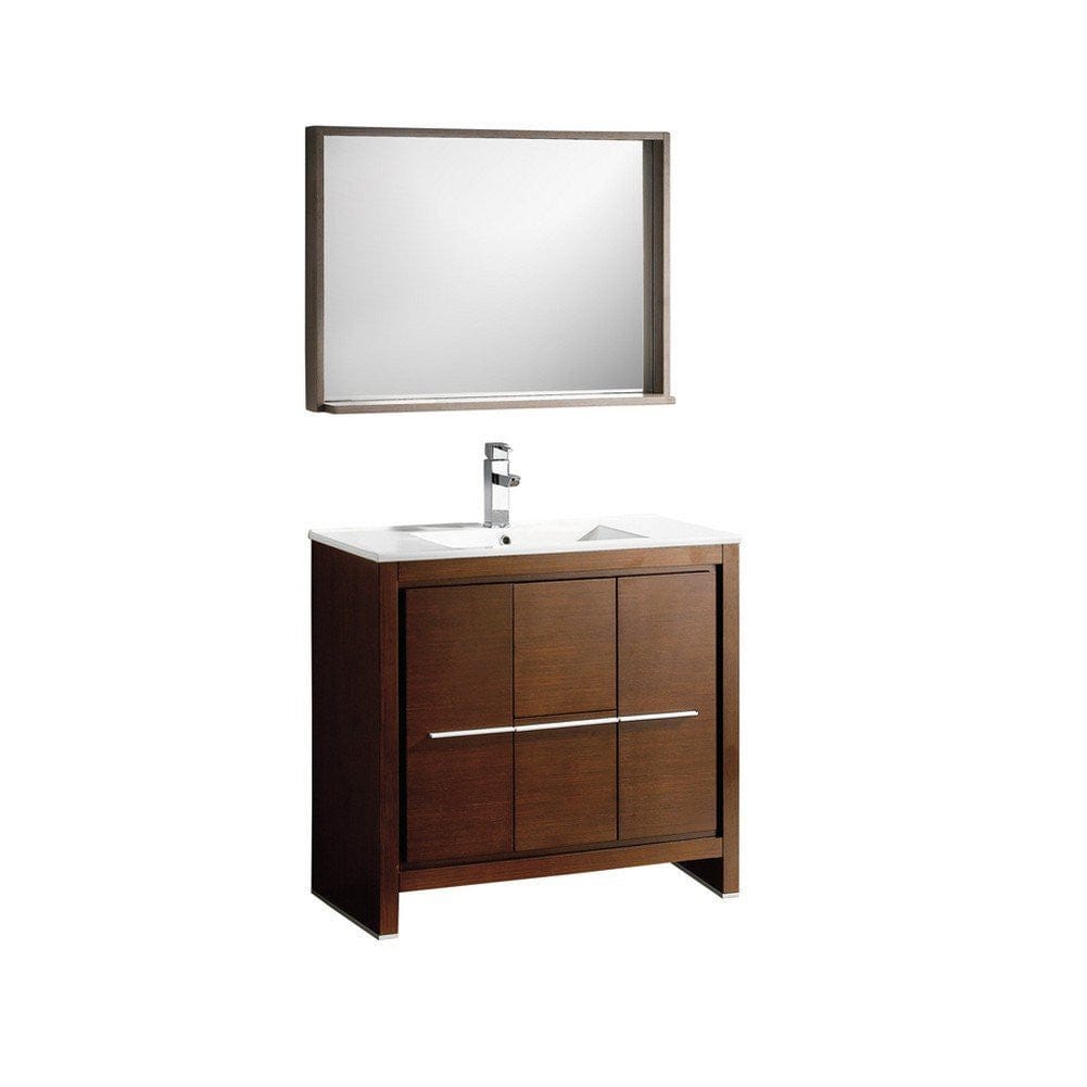 Fresca Allier 36" Wenge Brown Modern Bathroom Vanity w/ Mirror 