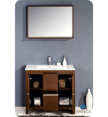 Fresca Allier 36" Wenge Brown Modern Bathroom Vanity w/ Mirror