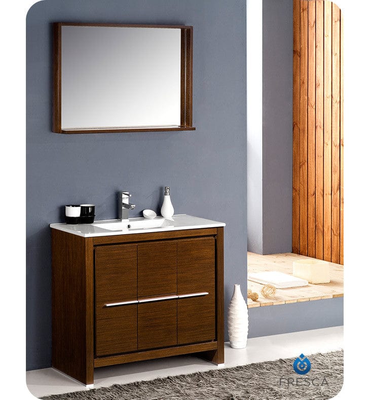 Fresca Allier 36 Wenge Brown Modern Bathroom Vanity w/ Mirror
