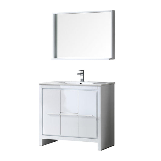 Fresca Allier 36" White Modern Bathroom Vanity w/ Mirror