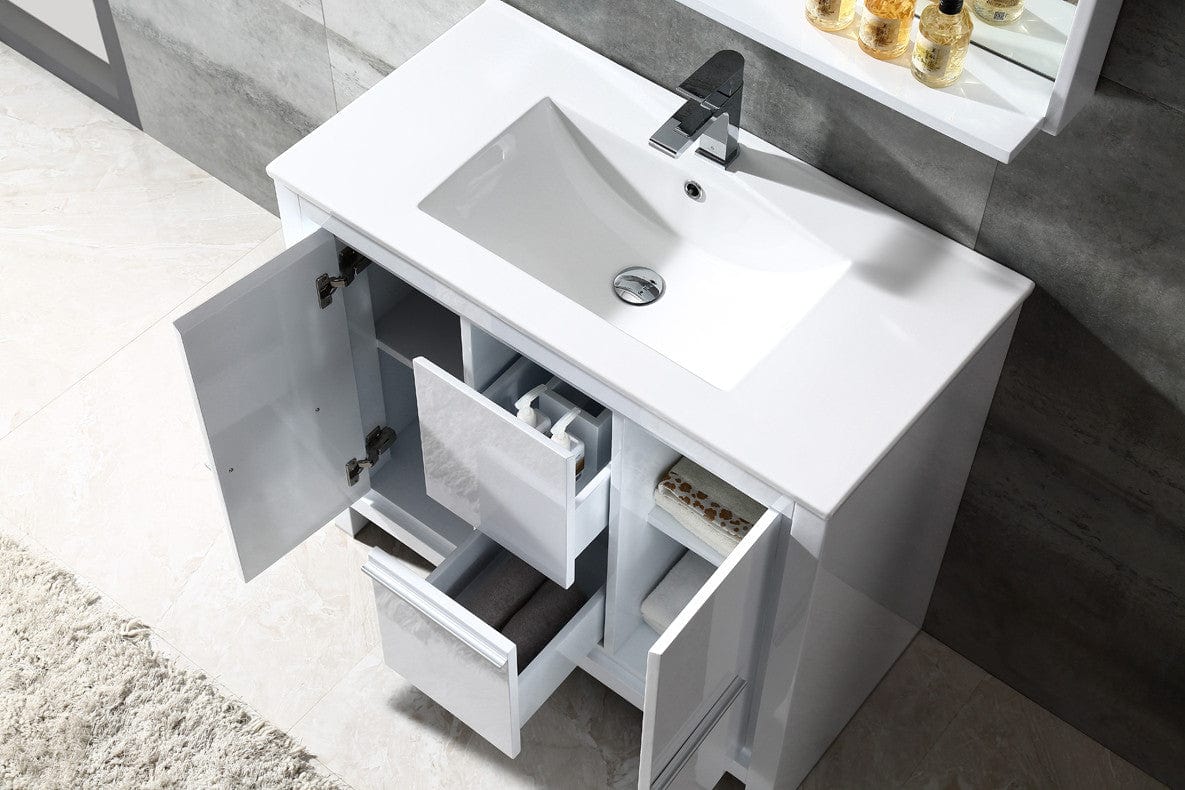 Fresca Allier 36 White Modern Bathroom Vanity w/ Mirror