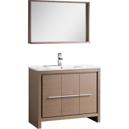 Fresca Allier 40" Gray Oak Modern Bathroom Vanity w/ Mirror 