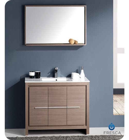 Fresca Allier 40" Gray Oak Modern Bathroom Vanity w/ Mirror