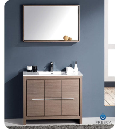 Fresca Allier 40 Gray Oak Modern Bathroom Vanity w/ Mirror