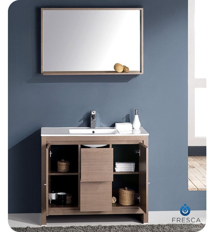Fresca Allier 40 Gray Oak Modern Bathroom Vanity w/ Mirror