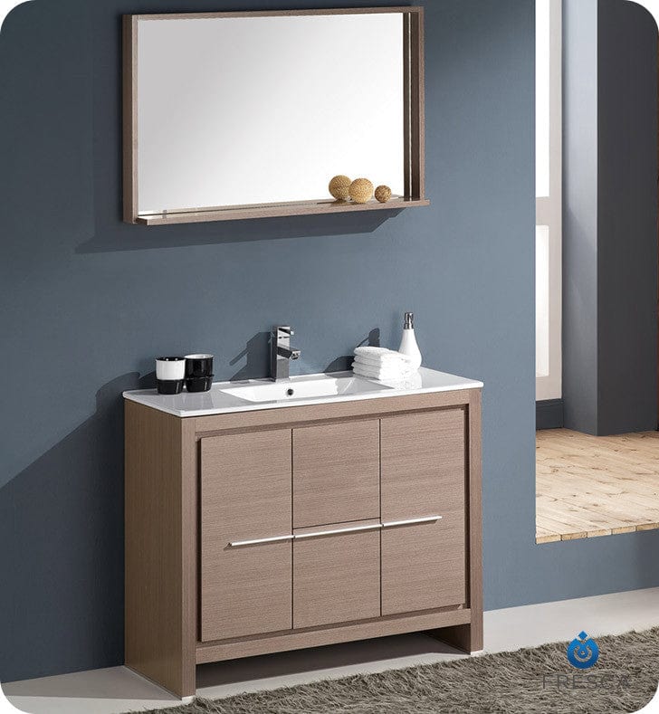 Fresca Allier 40 Gray Oak Modern Bathroom Vanity w/ Mirror