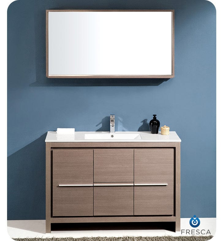 Fresca Allier 48 Gray Oak Modern Bathroom Vanity w/ Mirror