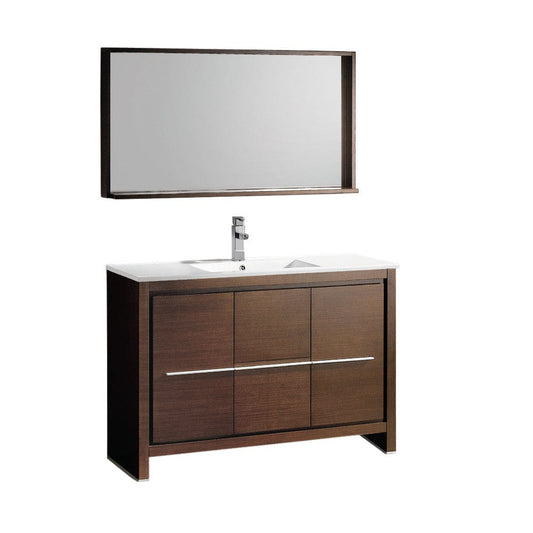 Fresca Allier 48" Wenge Brown Modern Bathroom Vanity w/ Mirror