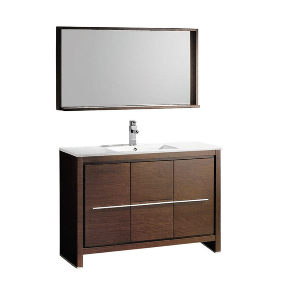 Fresca Allier 48 Wenge Brown Modern Bathroom Vanity w/ Mirror
