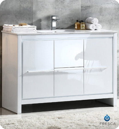 Fresca Allier 48 White Modern Bathroom Cabinet w/ Sink