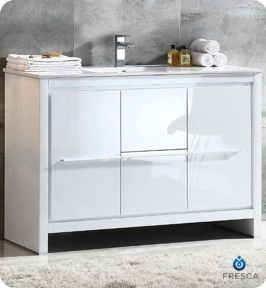 Fresca Allier 48 White Modern Bathroom Cabinet w/ Sink