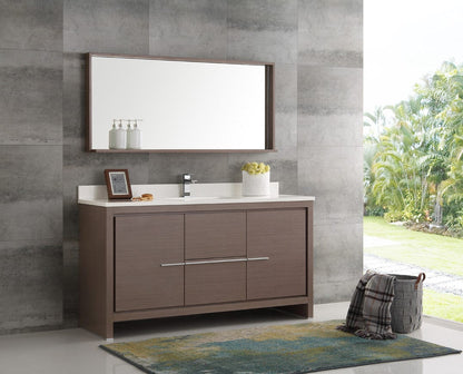 Fresca Allier 60" Gray Oak Modern Single Sink Bathroom Vanity w/ Mirror