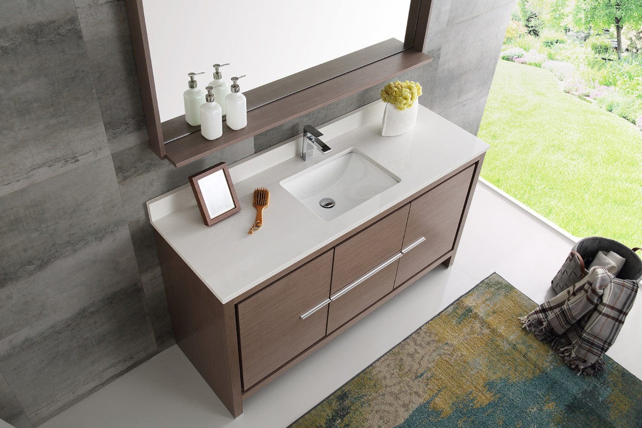 Fresca Allier 60 Gray Oak Modern Single Sink Bathroom Vanity w/ Mirror