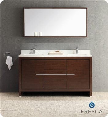 Fresca Allier 60 Wenge Brown Modern Double Sink Bathroom Vanity w/ Mirror