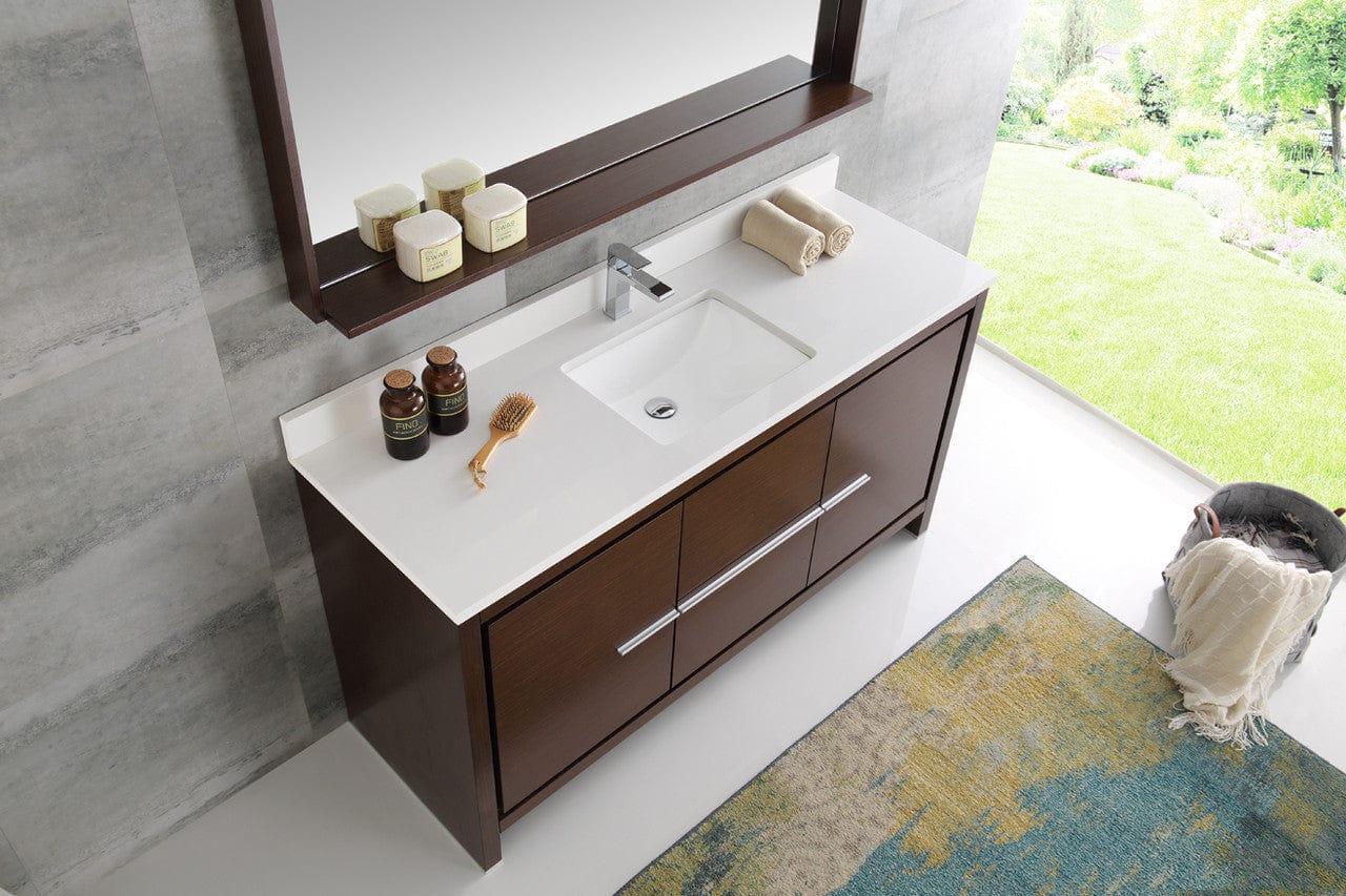 Fresca Allier 60 Wenge Brown Modern Single Sink Bathroom Vanity w/ Mirror