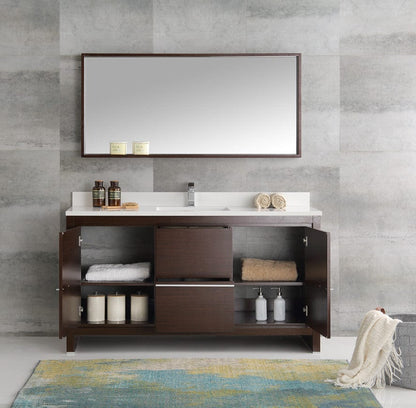 Fresca Allier 60 Wenge Brown Modern Single Sink Bathroom Vanity w/ Mirror