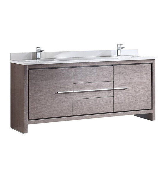 Fresca Allier 72 Gray Oak Modern Double Sink Bathroom Cabinet w/ Top & Sinks