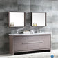 Fresca Allier 72" Gray Oak Modern Double Sink Bathroom Vanity w/ choice of faucet