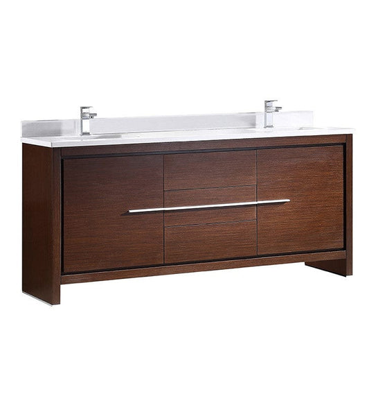 Fresca Allier 72" Wenge Brown Modern Double Sink Bathroom Cabinet w/Top & Sinks