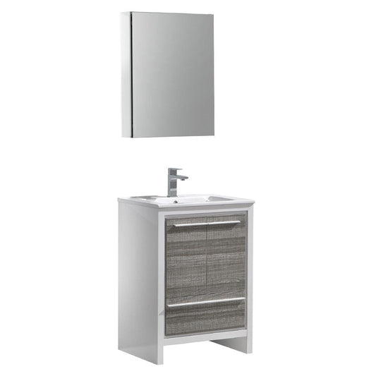 Fresca Allier Rio 24" Ash Gray Modern Bathroom Vanity Set  w/ Medicine Cabinet