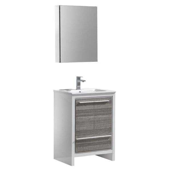 Fresca Allier Rio 24 Ash Gray Modern Bathroom Vanity Set  w/ Medicine Cabinet