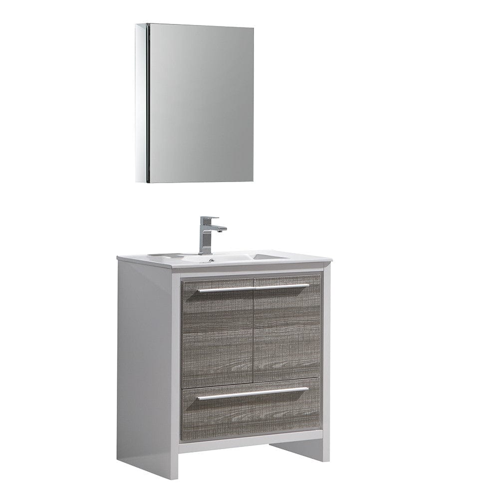 Fresca Allier Rio 30" Ash Gray Modern Bathroom Vanity Set  w/ Medicine Cabinet