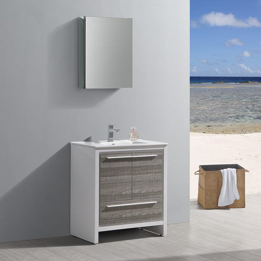 Fresca Allier Rio 30 Ash Gray Modern Bathroom Vanity Set  w/ Medicine Cabinet