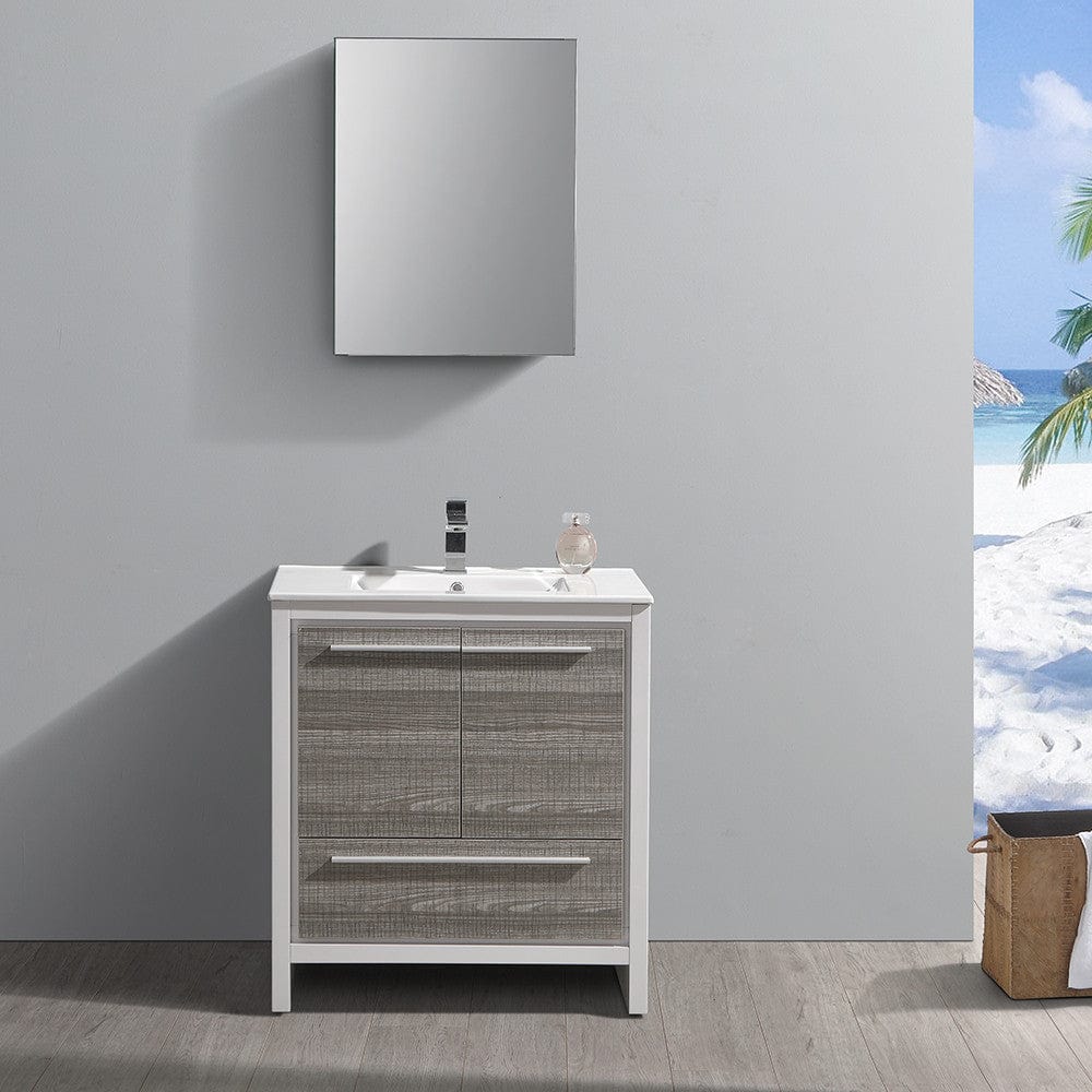 Fresca Allier Rio 30 Ash Gray Modern Bathroom Vanity Set  w/ Medicine Cabinet