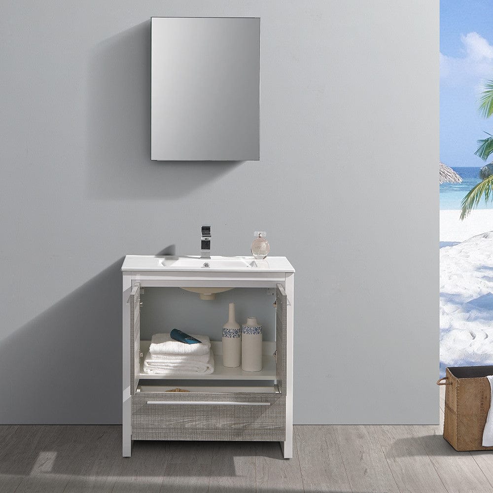 Fresca Allier Rio 30 Ash Gray Modern Bathroom Vanity Set  w/ Medicine Cabinet