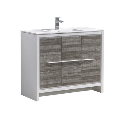 Fresca Allier Rio 40" Ash Gray Modern Bathroom Cabinet w/ Sink