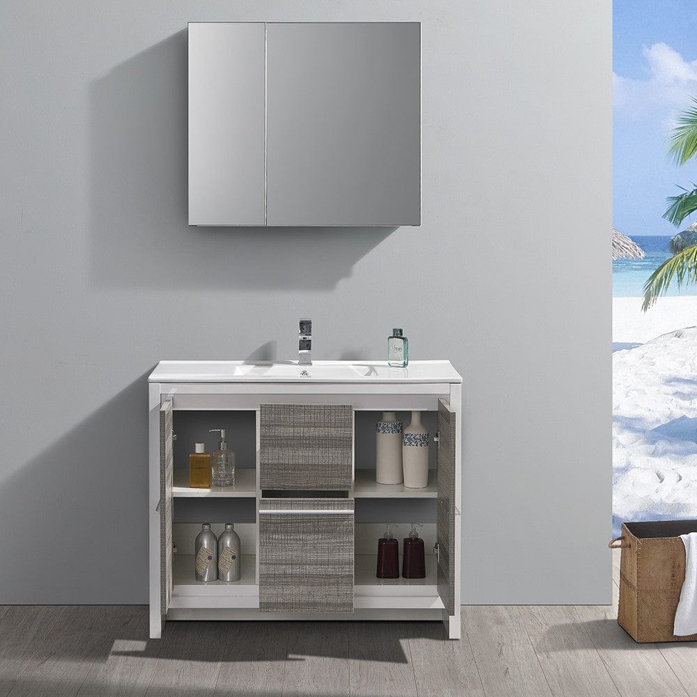 Fresca Allier Rio 40 Ash Gray Modern Bathroom Vanity Set  w/ Medicine Cabinet