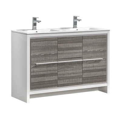 Fresca Allier Rio 48" Ash Gray Double Sink Modern Bathroom Vanity w/ Sink