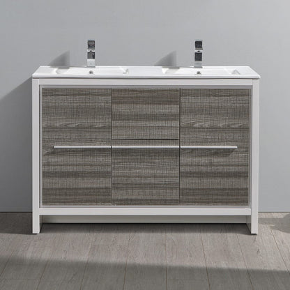 Fresca Allier Rio 48 Ash Gray Double Sink Modern Bathroom Vanity w/ Sink