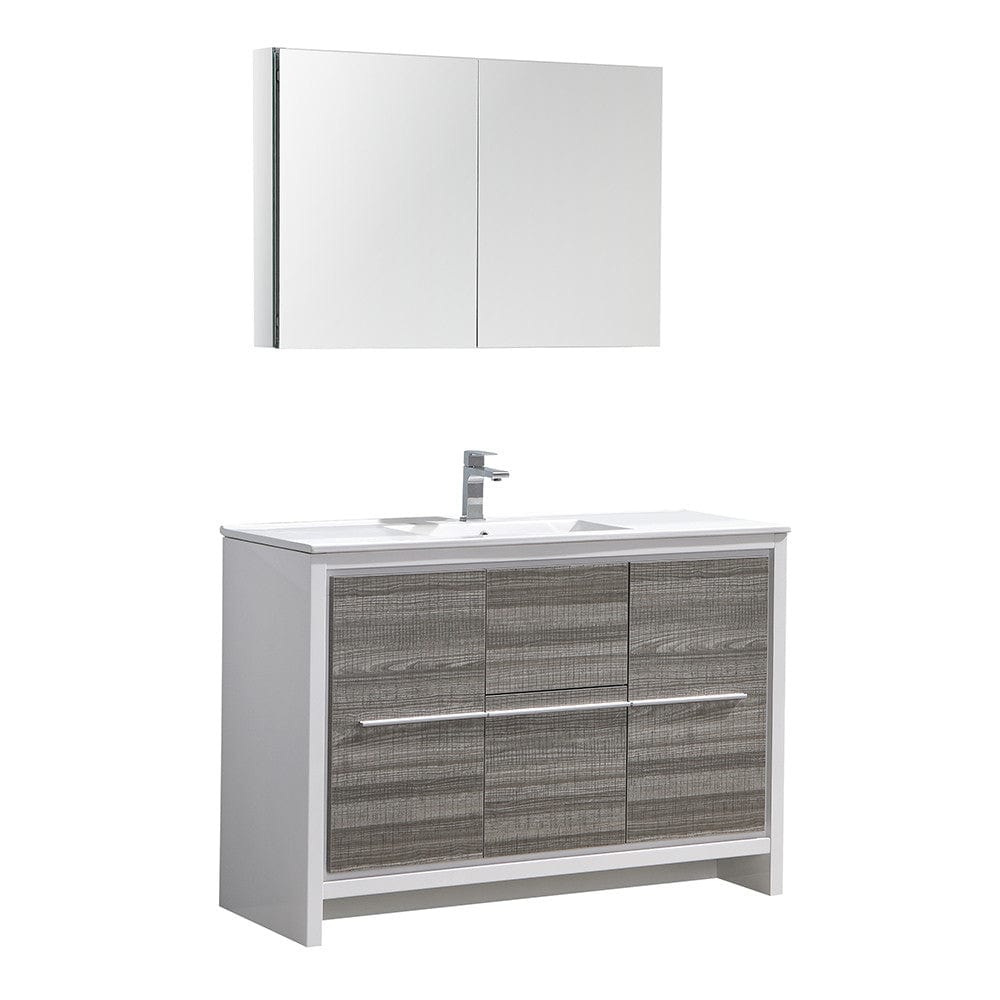 Fresca Allier Rio 48" Ash Gray Single Sink Modern Bathroom Vanity Set  w/ Medicine Cabinet