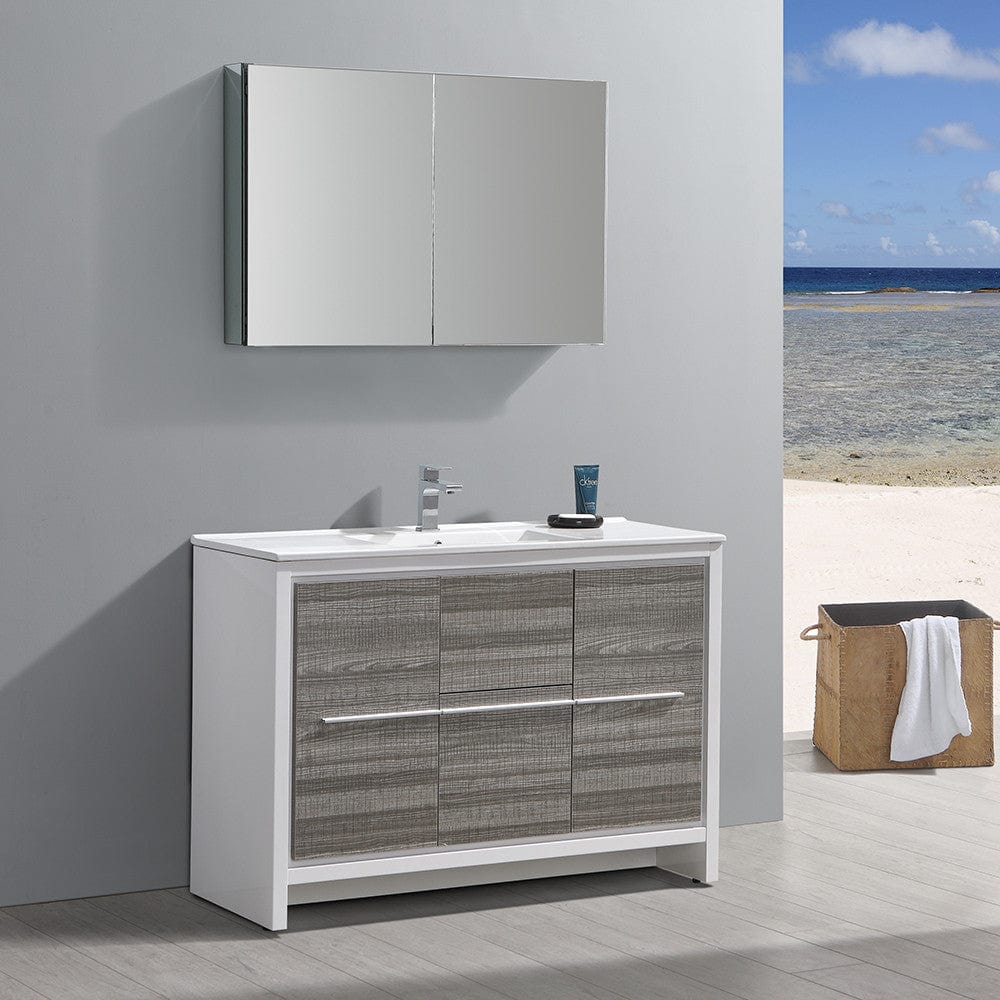 Fresca Allier Rio 48 Ash Gray Single Sink Modern Bathroom Vanity Set  w/ Medicine Cabinet